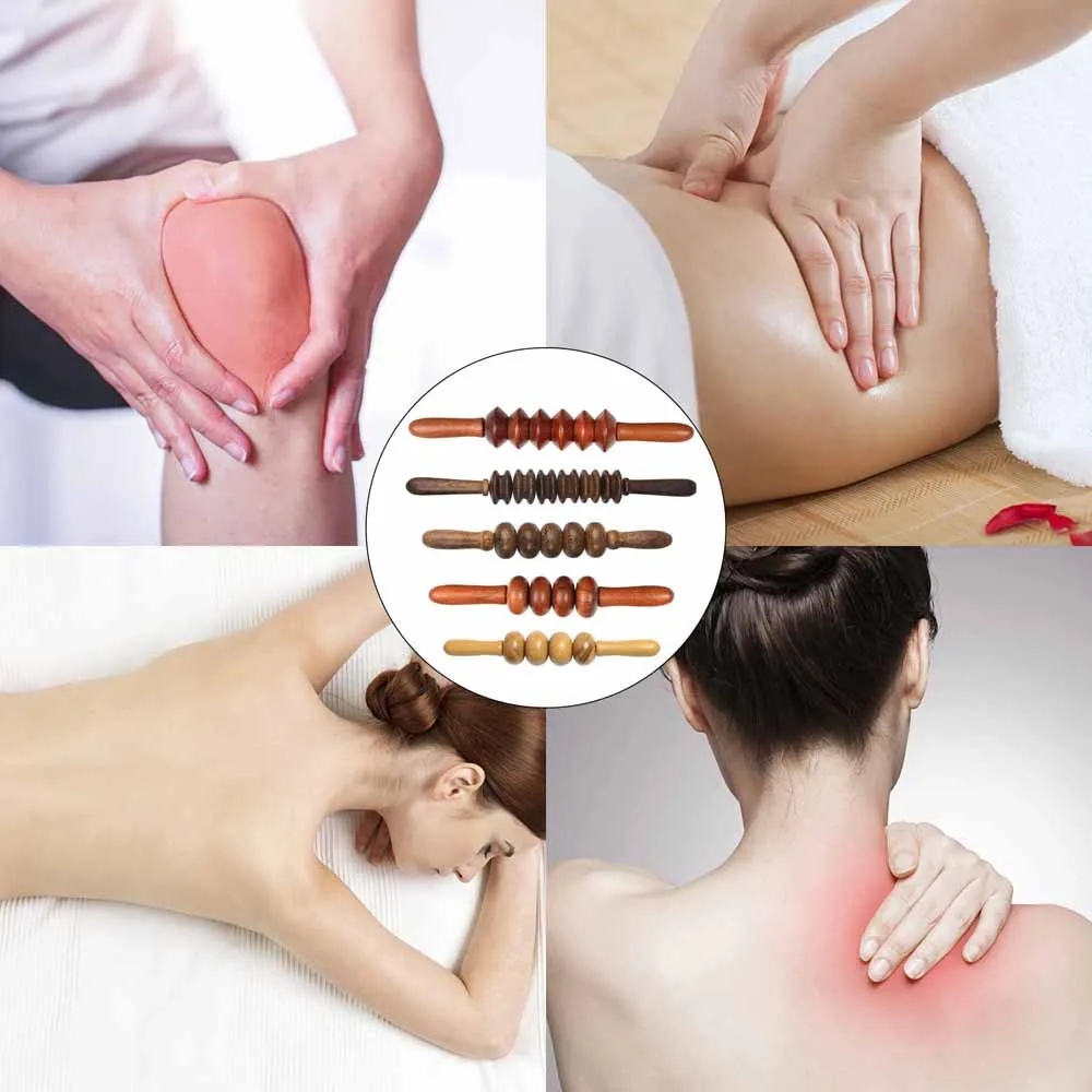 Houten Rolmassagestick, Handheld Body Gua Sha Tool, Maderoterapia Kit, Spier Relax Tool Anti Cellulitis Taillemassage