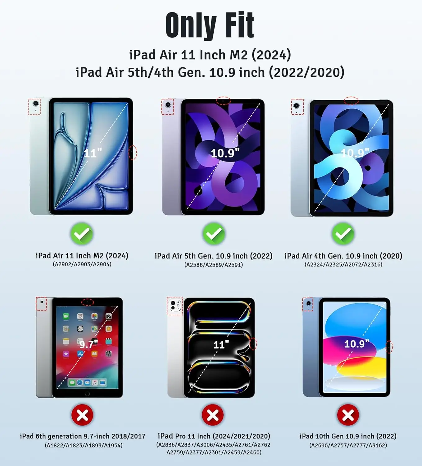 아이패드 에어 11인치 케이스 (M3/M2-2025/2024), 아이패드 에어 5세대 2022/4세대 2020 10.9인치, 슬림 하드 반투명 백 커버