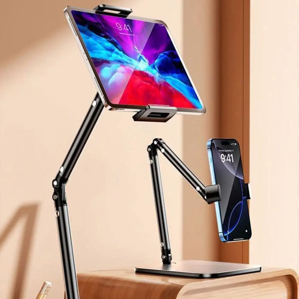 

Height Adjustable Desktop Phone Tablet Holder Multi-Angle Clip Mount Folding Tablet Stand 360 Rotating Non-slip