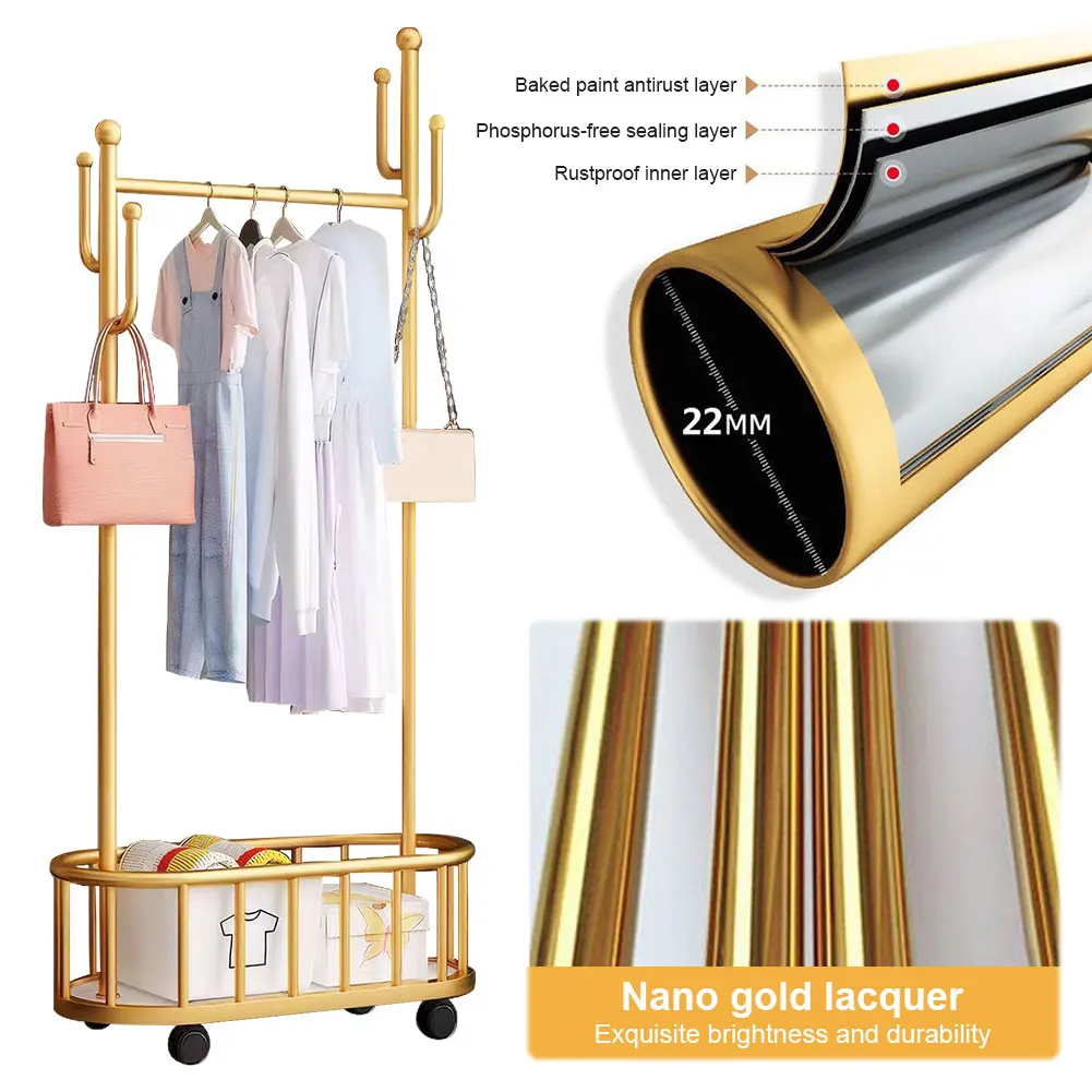 

Вешалка для одежды с корзиной Подставка для одежды Передвижная вешалка для одежды с колесом для пальто Юбки Рубашки Свитера