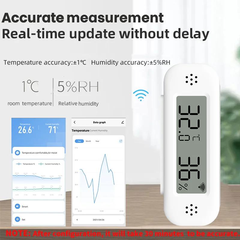 Tuya wifi sensor de umidade temperatura para casa inteligente termômetro higrômetro app alarme remoto trabalho com google casa yandex alexa