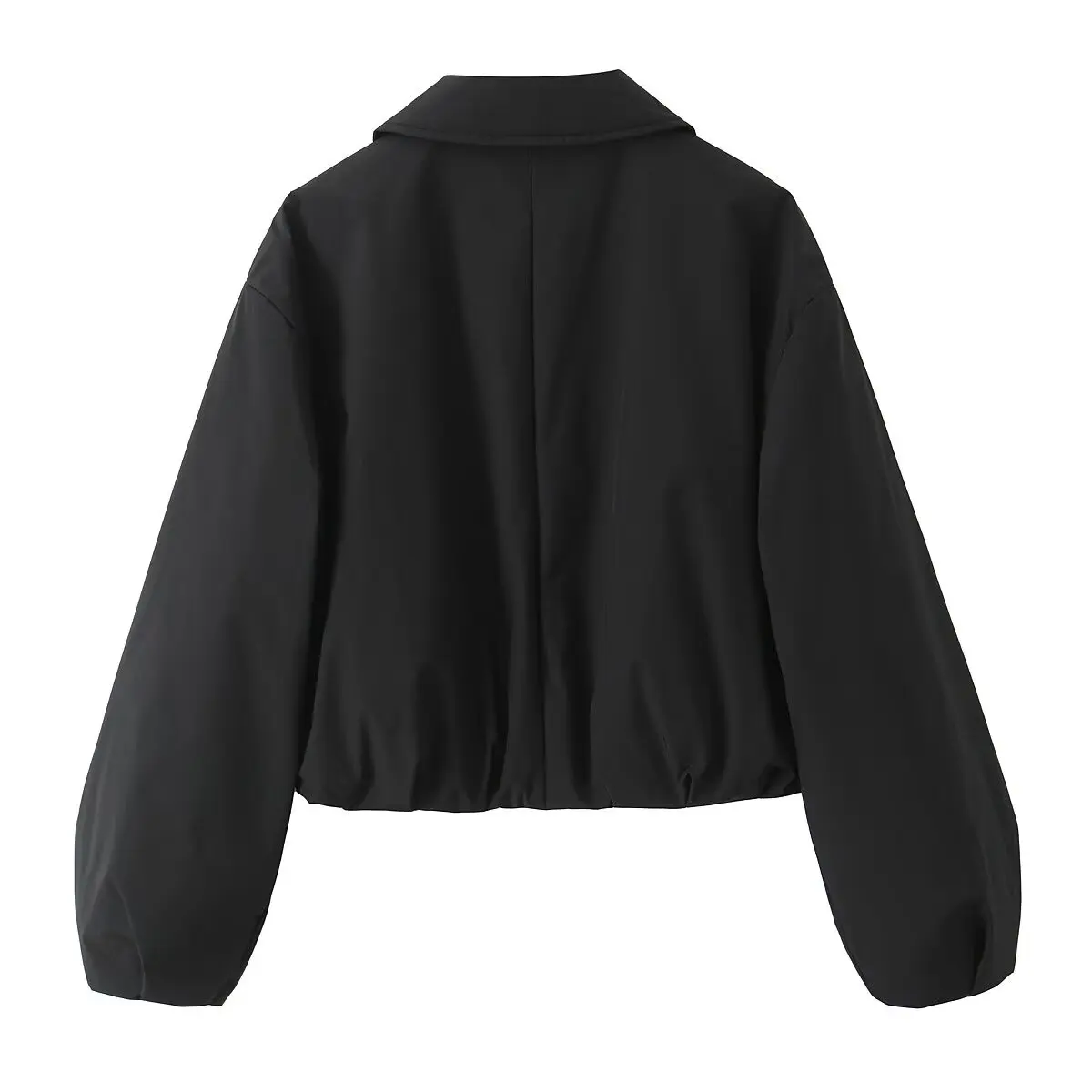 Veste zippée minimaliste à manches longues pour femmes, veste courte en coton ZA, col, automne, hiver, nouveau, 2024