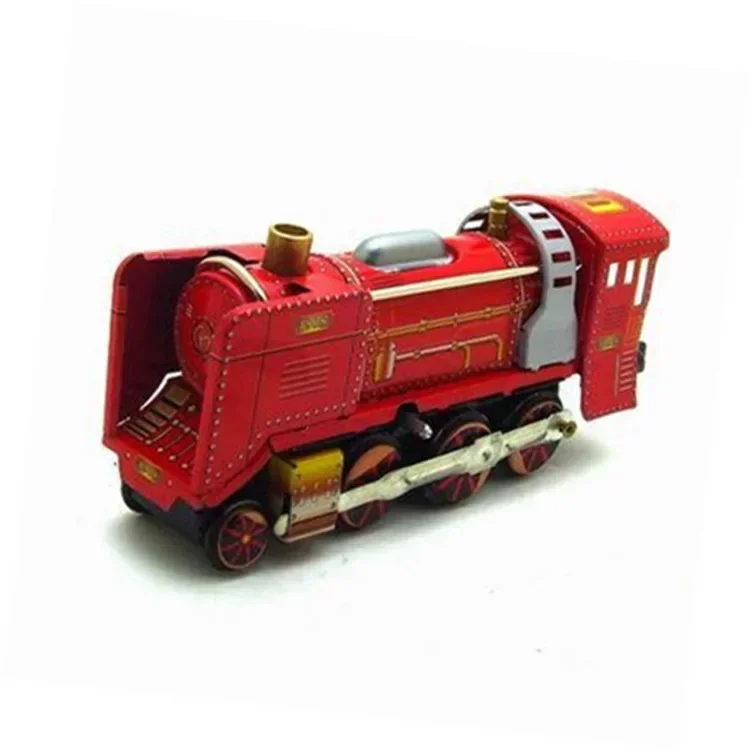 [Divertido] colección para adultos juguete de cuerda Retro locomotora de tren antiguo de estaño de Metal juguete mecánico figuras de juguete de relojería modelo regalo para niños