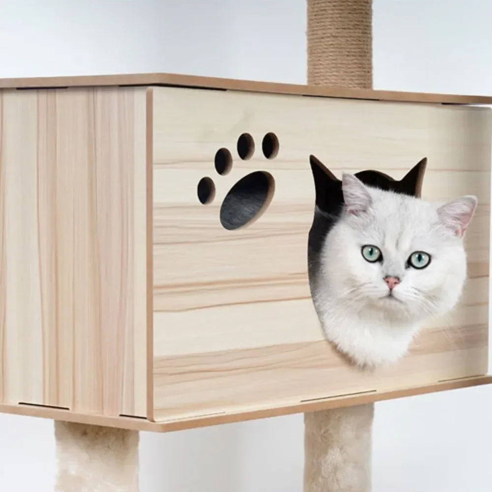 Multi-level Cat Tree with Cat's Nest Cat Scratch Board Stable Space Capsule Wear ResistantTree House