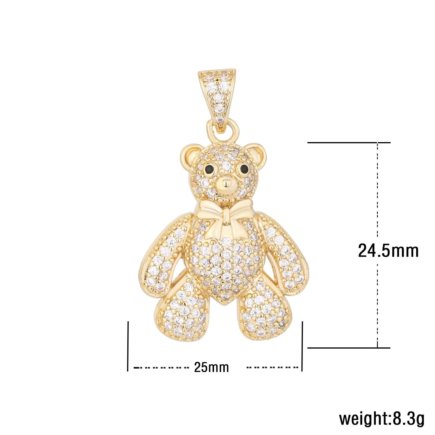 VCT Rhinestone Teddy Bear Necklace Women Girls Copper Gold Plated Animal Necklace Crystal Jewelry Friends Gift