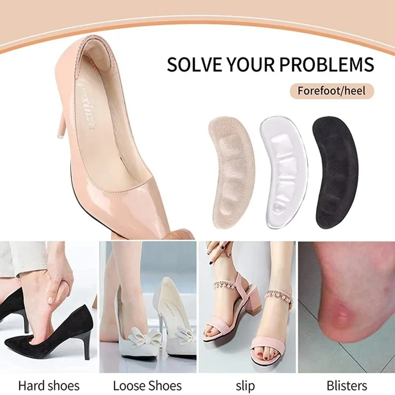 1 pair Anti slip silicone self-adhesive front palm rest Women's heel pad Soft padding Adjustable size pad Foot care insoles