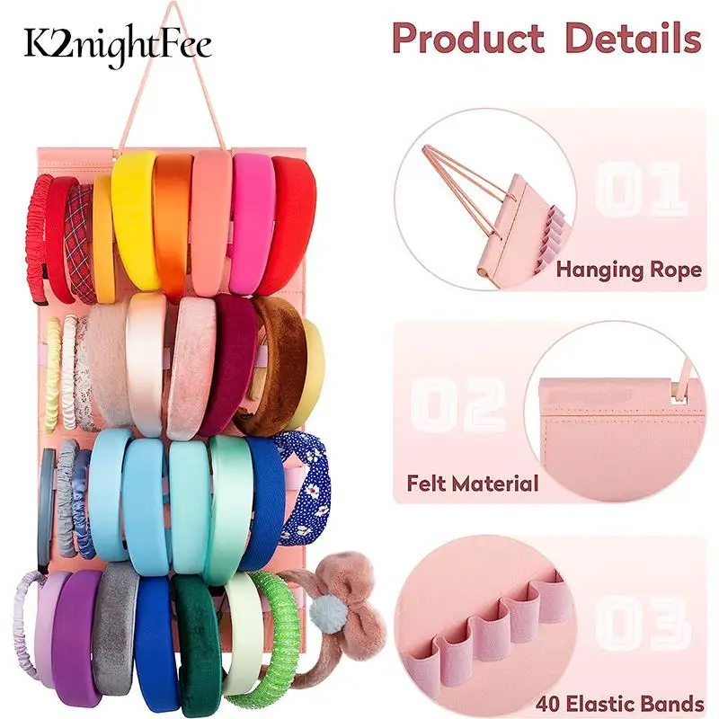 Hair Bow Storage Hairpins Hair Accessories Display Stand Hanging Wall Headband Holder For Women Girls Felt Headbands Organizer