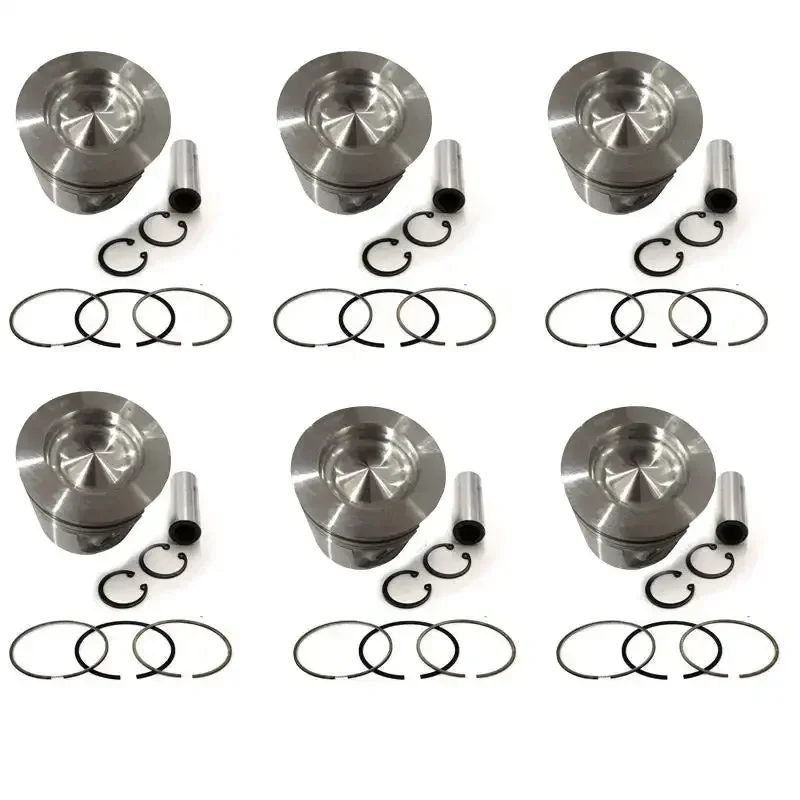 6sets 3803965 3801542 3803624 3803154 PISTON, CLIPS, PIN & RINGS Fit for Cummins