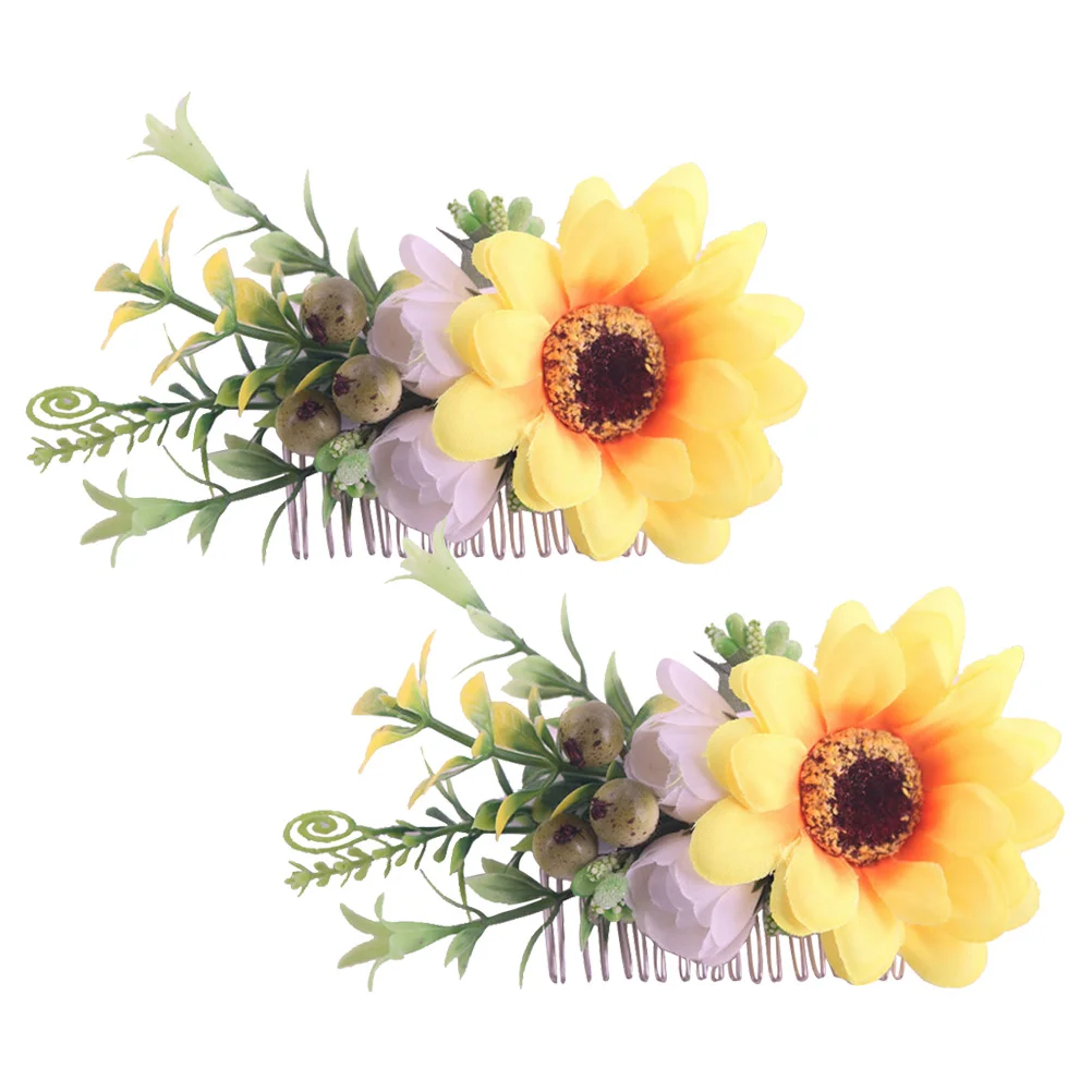 2pcs Sunflower Bridal Hair Combs Delicate Wedding Hairpin Headpiece Hair Accessories for Women bridal comb