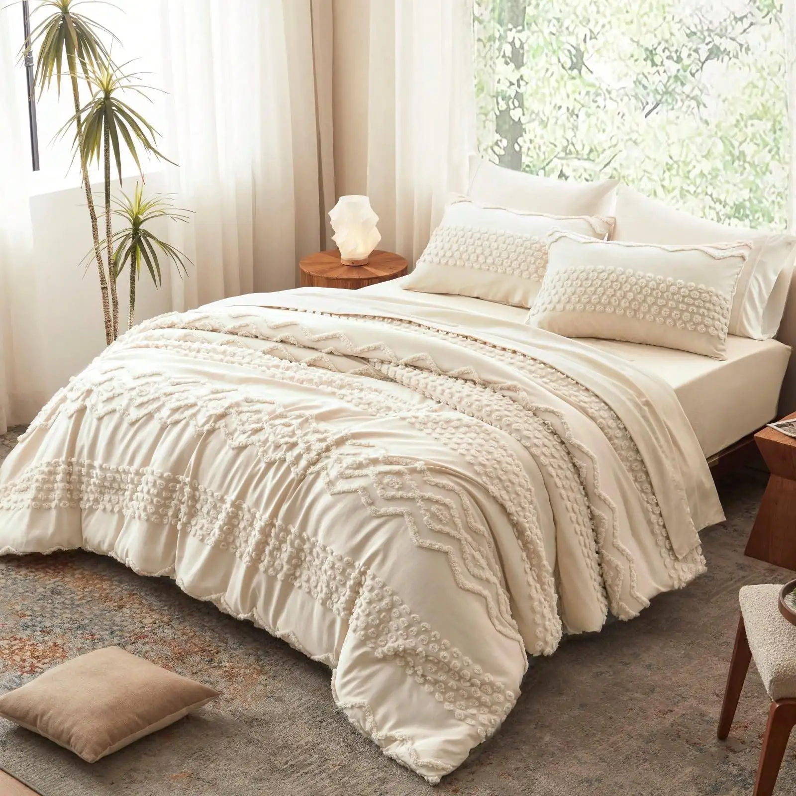 

Комплект стеганых одеял в стиле бохо, размер King Size, для декора комнаты и на День святого Валентина, 3 предмета, белый, в стиле шебби-шик, с вышивкой в стиле фермерского дома