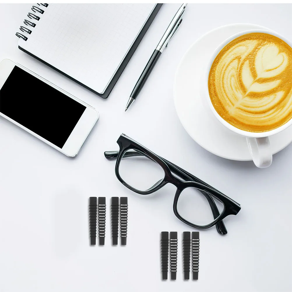 

8Pcs Eyeglass Anti-Slip Silicone Sleeves Ear Cushions Glasses Ear Holders Soft Temple Grips for Secure Fit Eyeglass Arm Cushions