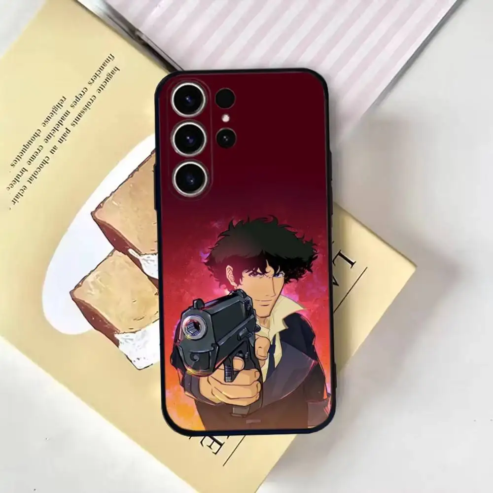 เคสโทรศัพท์คาวบอย บี-บีบอปสำหรับ SamsungS25,24,21,22,23,30,Ultra,20,Plus,Fe,Lite,Note,10,9,ปกสีดำนุ่ม