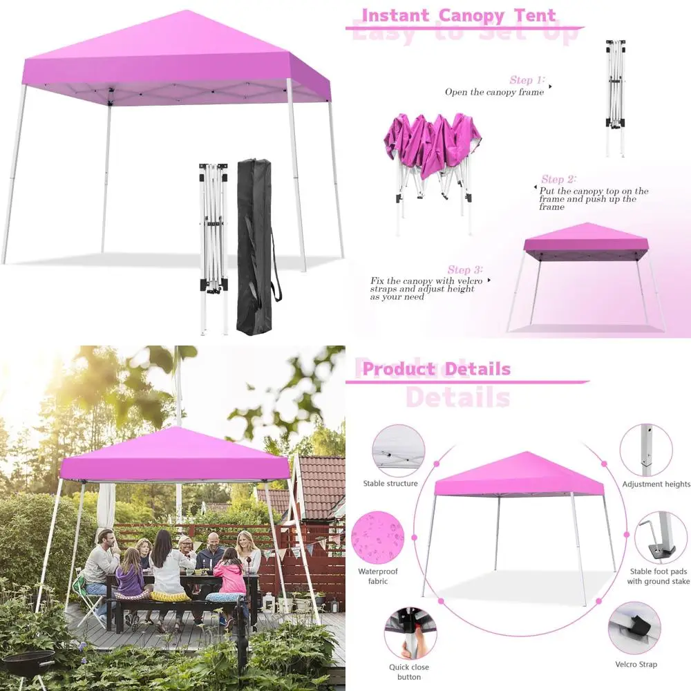 

Portable 10x10 Feet Pop-Up Canopy Tent with Slanted Legs and Carry Bag for Outdoor Shelters and Patios