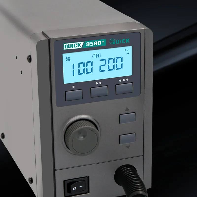 

BGA Rework Station - QUICK 959D+ 580W Eddy Current Hot Air Gun with 3 Nozzles