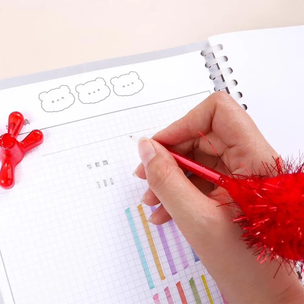 Blue Ink Cartoon Feather Ballpoint Pen Smooth Kawaii Crown Ostrich Plush Pen Random Color Creative Ballpoint Pen School