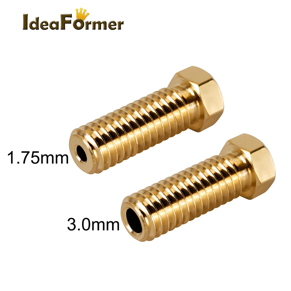 2 adet 3D parçaları pirinç volkan memesi M6 ekstra uzatmak bakır nozul 1.75mm yüksek akış 0.4/0.6/0.8/1.0/1.2mm topçu memesi