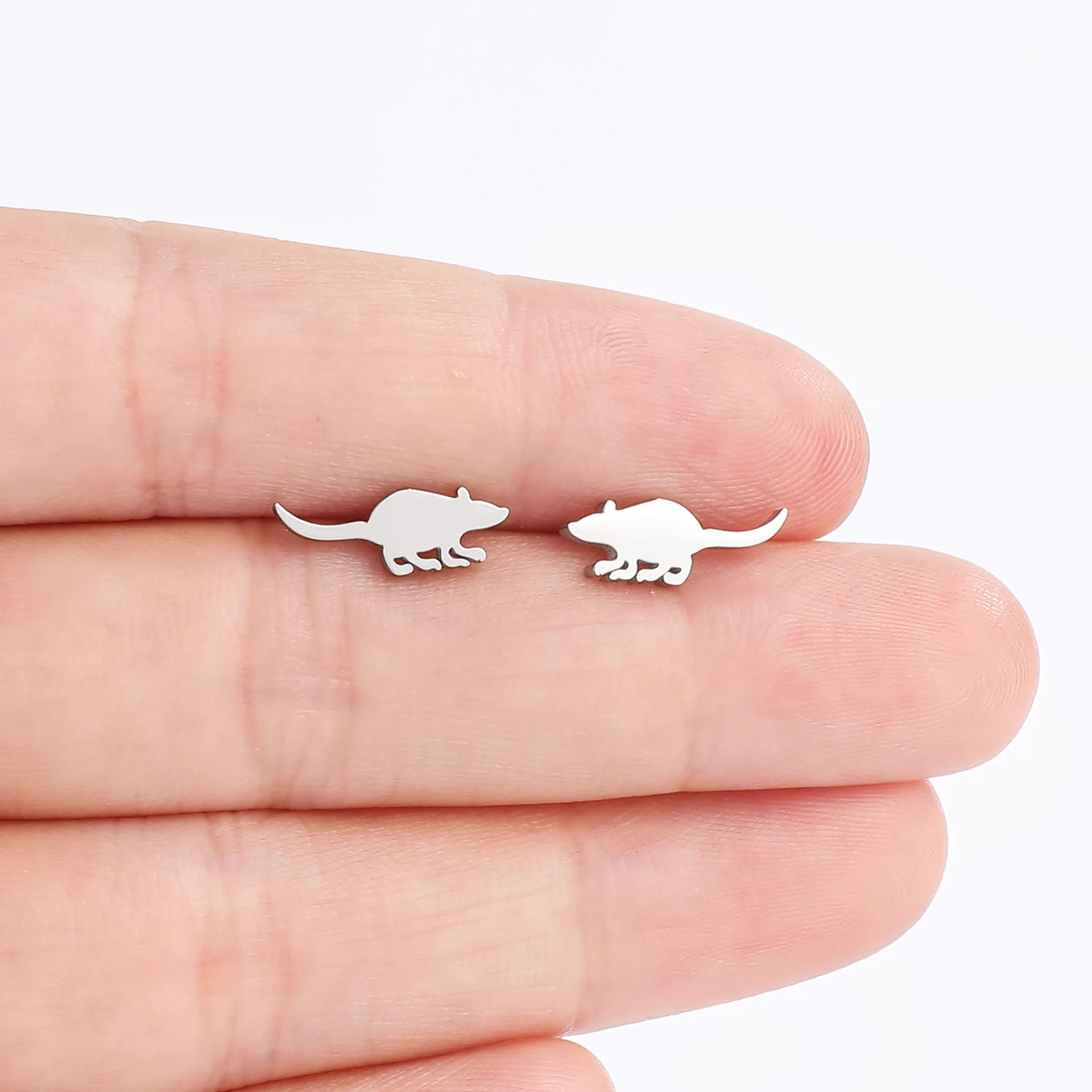 2024 new fashion stainless steel mouse ear lock product temperament all match birthday anniversary earrings small gift