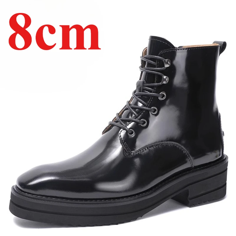 ارتفاع غير مرئي زيادة الأحذية أحذية للرجال 10 سنتيمتر البريطانية الغربية ملابس العمل الأحذية جلد طبيعي الرجعية الأعمال حذاء كاجوال #2