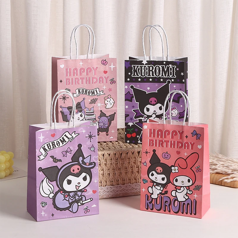 Kraft Papieren Zakken Snoep Geschenkverpakking Tassen Kids Kuromi Schattige Cartoon Handheld Cadeau Tas Verjaardagsfeestje Diy Decoratie