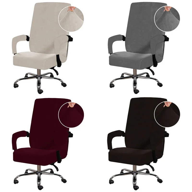 Elastic Velvet Office Armchair Cover Stretch Computer Gaming Chair Slipcovers Solid Color Rotating Chair Case Sillas De Oficina