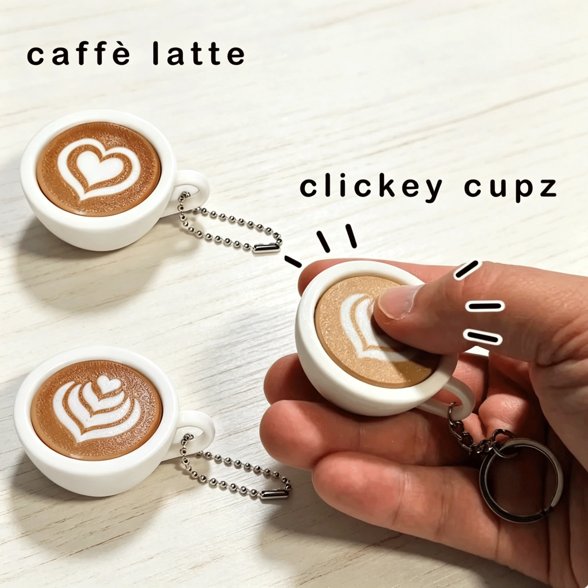Mini Caffe Latte Cup Fidget Keychain Clicker Toy Simulation Coffee Cup Charm Stress Relief Pendant Bag Accessories