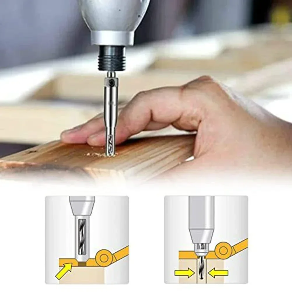 Auto Centrando dobradiça broca, carpintaria, porta, janela, abridor de furos, posicionamento de perfuração, alargador, escareado, 4pcs