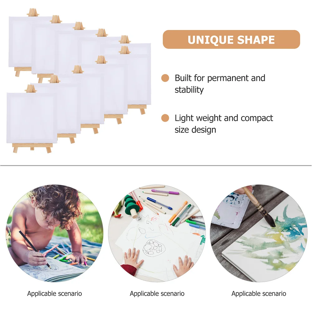 

10 Sets Wooden Canvas Painting Frame Easel Kit 8x15 Oil Paint Stands for Beginners Mini Board Tools