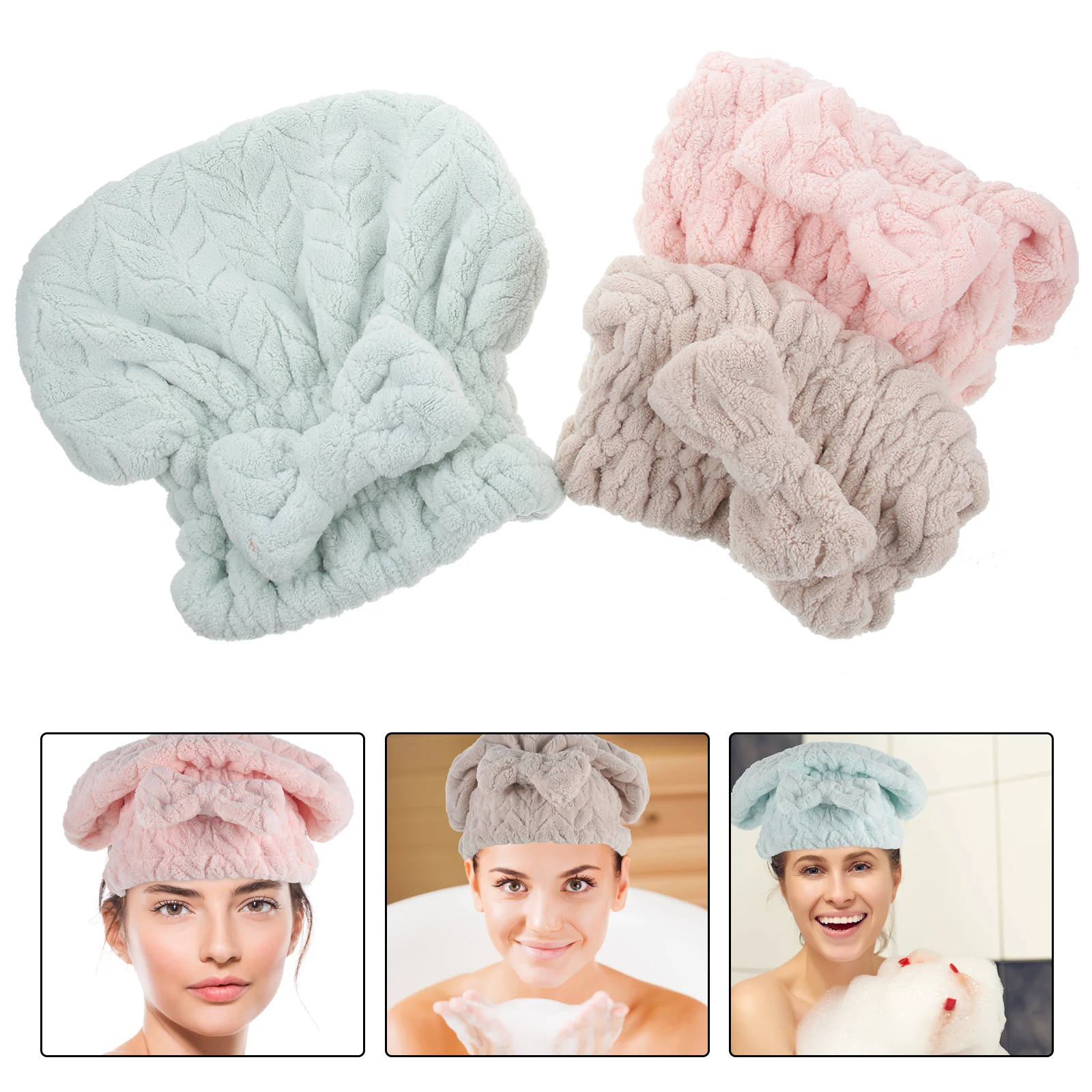 

Towel Drying Hair Cap Bathing Turban Wrap Absorbent Girls Water Hat Hair Towel Dry Smooth Frizz Curly Straight Thick Thin Color