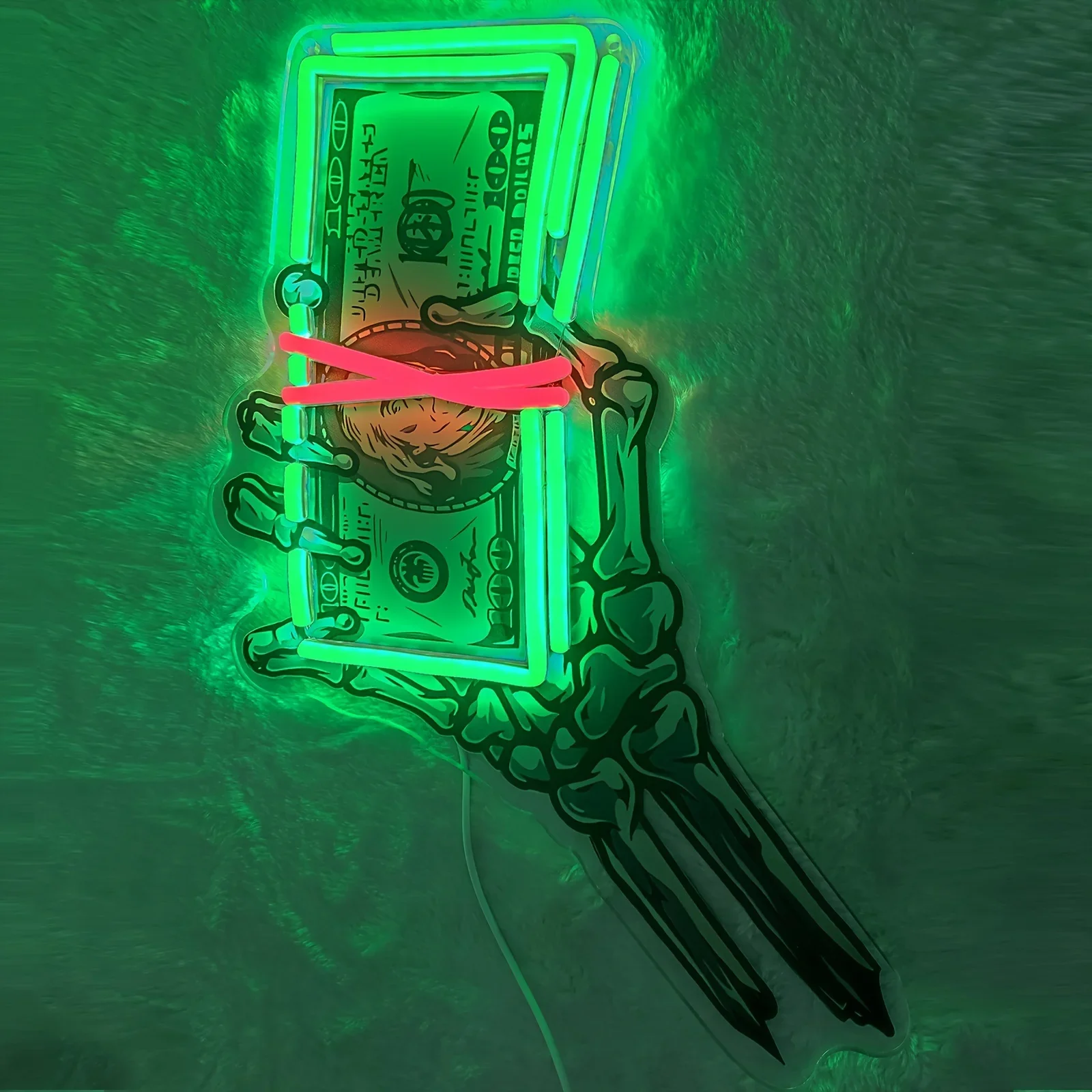 

With Hand Money Neon Sign USB Skull Neon Sign for Bedroom Home Bar Restaurant Party Playroom Playground Decor Birthday Gift