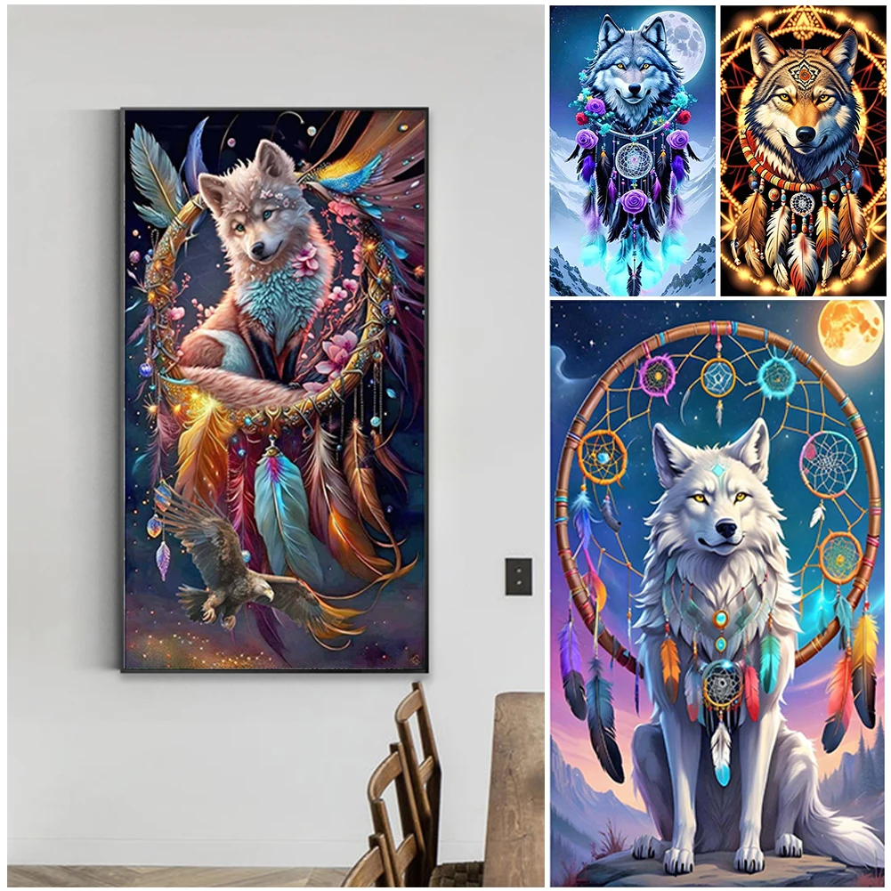 

5D DIY Full Round Drill Diamond Painting Wolf Kit Home Decor Art Craft Diamond Painting Home Decoration New Year Gift