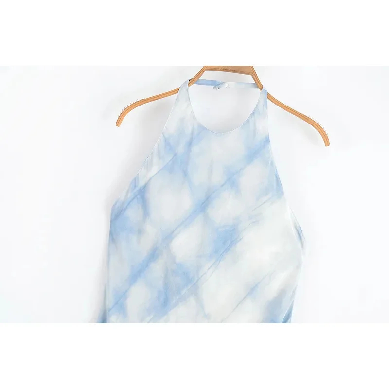 Vestido Midi estampado de moda Retro, cuello Halter, diseño sin espalda, vestido largo Sexy para vacaciones, ropa de fiesta elegante