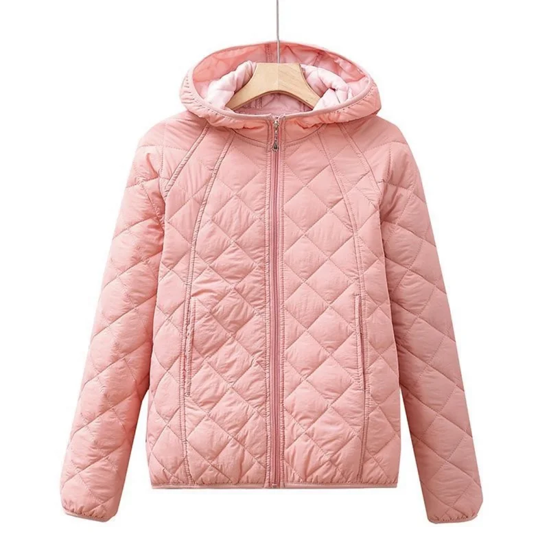 Light Thin Cotton-padded Clothes Women's Short Coat Spring Autumn Loose Hooded Warm Jacket Lady Casual Tops Quilted Outerwear