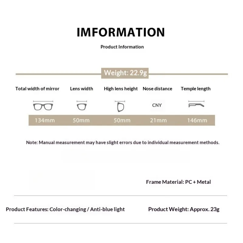 Elliptische Metall-Myopie-Brille, männliche und weibliche Anti-Blaulicht-Brille, nicht verschreibungspflichtige flache Brille, 0–0,50–1,0–1,25–1,5–1,75...... – Detail 3
