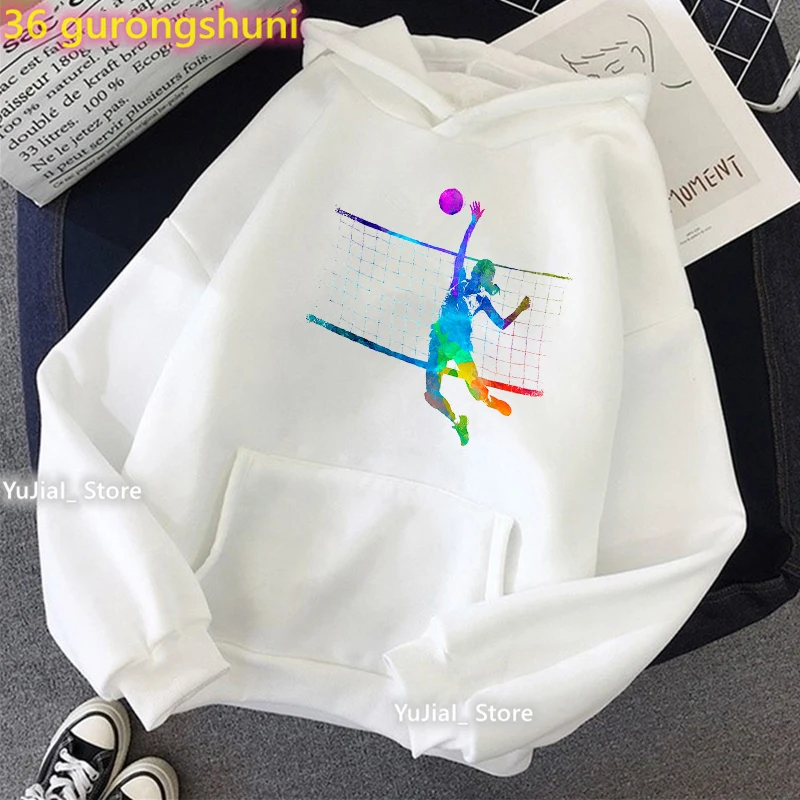 2023 Hot Sale Watercolor Volleyball Girls Print Hoody Women Love Sports Boll Sweatshirt Femme Harajuku Kawaii Clothes Coat