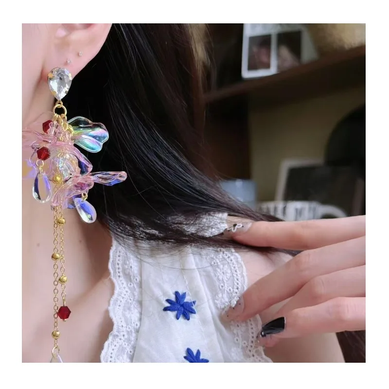 

Super Immortal Mermaid Ji Symphony Flower Diamond Stud Earrings Female Exaggerated Personality Design Earrings Spice Girl Spring