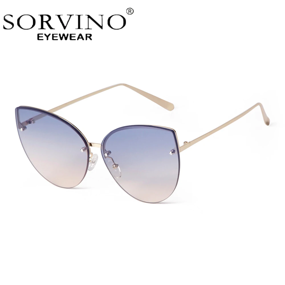 SORVINO Newest Butterfly Frame Fashionable Sunglasses for Women Men Frameless Retro Cat Eyes Anti-blue Eyewear Sun Glasses