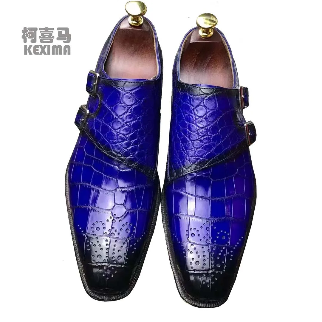 

chue new arrival men dress shoes male formal shoes crocodile leather shoes crocodile shoes for male monk shoes