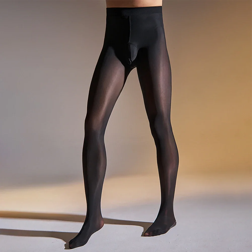 

Sexy Men Pantyhose Ultra-thin Sheer Shiny Stockings Tights Transparent Underwear Plus Size Winter Thermal Bottom Wear Gay Pants