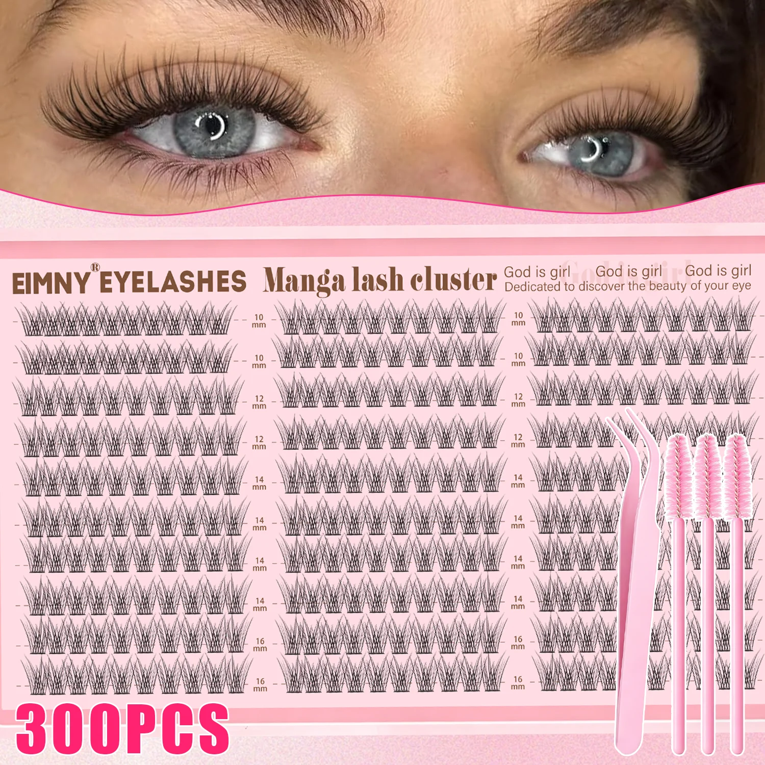 EIMNY 300 Stück Manga- und Comic-Wimpern, Einzelne Cluster-Wimpern, Anfängerfreundlich, für atemberaubende Manga- und Comic-Augen-Looks – Detail 9