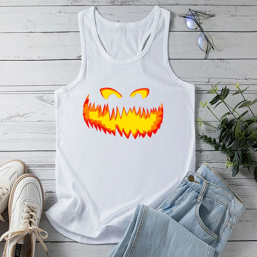 Seeyoushy Demon Smile Print Fun Printed Women's Top Summer Trend Women's Tank Top Y2K Aesthetic Clothing Hurdle Vest Top Mujer