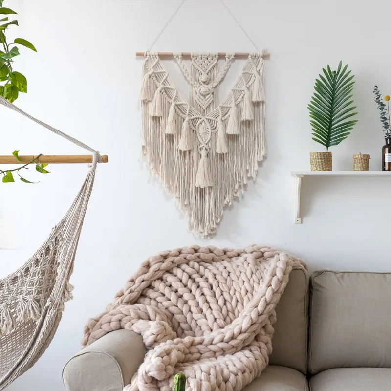 Nordic Bohemian Living Room Wall Tapestrys Cozy Homestay Handwoven Tapestry Artistic Room Decor Vintage Style Tapestry
