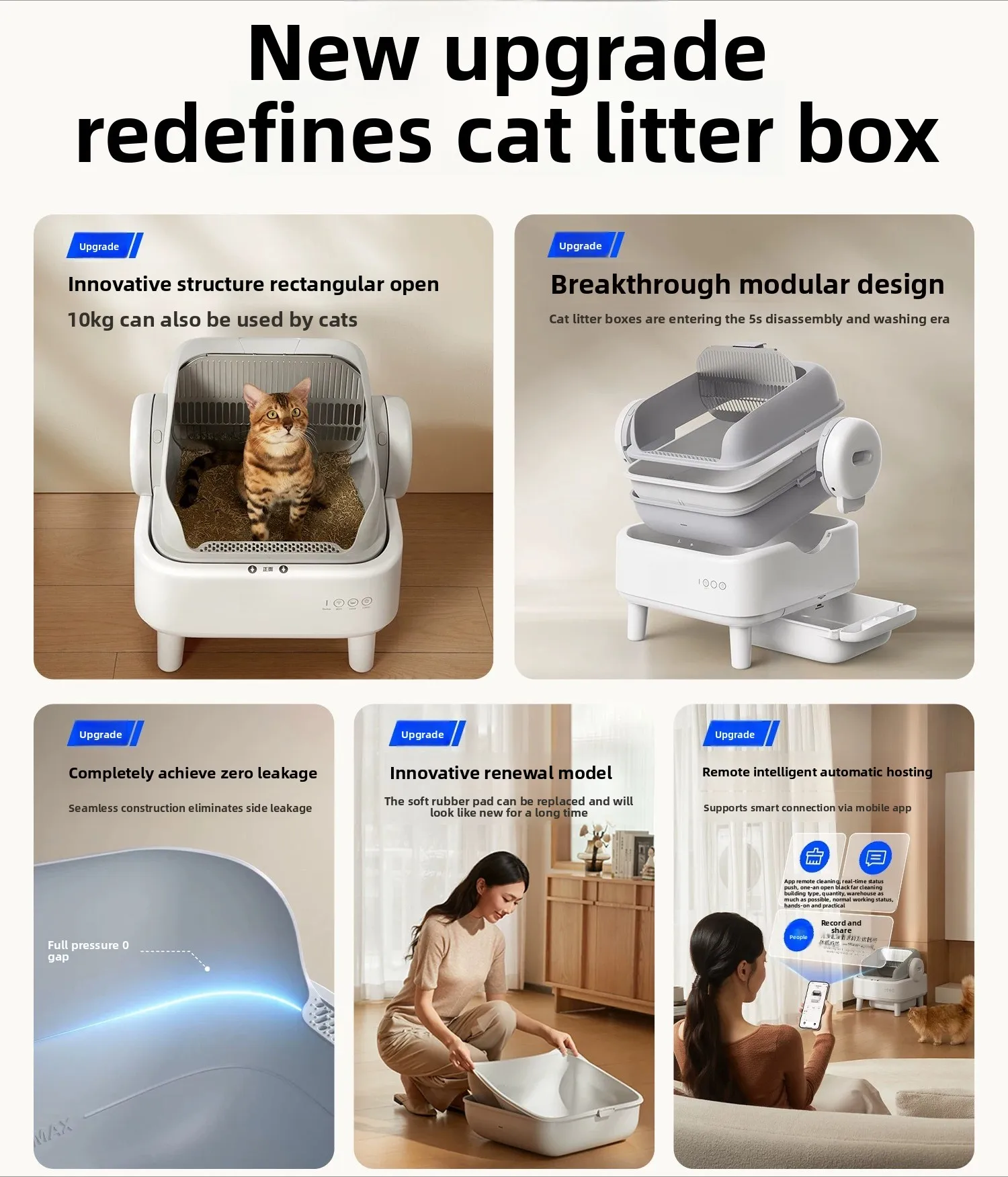 ZHAYA Automatic Self Cleaning Cat Litter Box Open Large Panoramic Electric Smart Toilet for Multiple Cats