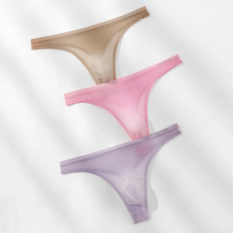 Seamless Men G-string And Thong Underwear Sexy Ice Silk Ultra-thin Panties Breathable 3D Pouch Design T-Back Underpants Tanga