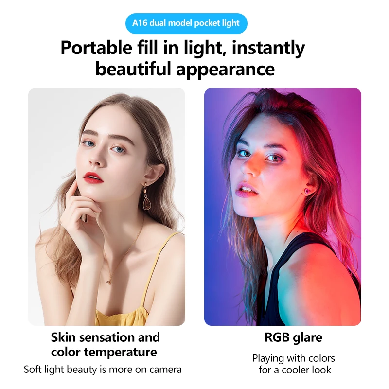 Portable LED Selfie Fill Light Magnetic RGB Light Charge 3 Cold Shoe Can Be Spliced Mobile Phone Fill Light For Tiktok Cameras