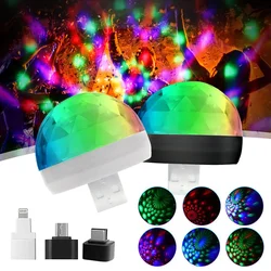 Car USB Ambient Light DJ RGB Mini Colorful Music Sound Led Apple USB Interface Holiday Party Atmosphere Interior Dome Trunk Lamp