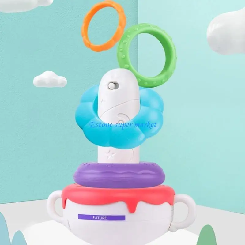090B スタッキングネスティングサークルレインボータワーソフトタンブラーリングスタッカーおしゃぶりスクイーズ 早期教育学習用