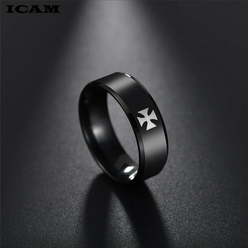 ICAM Titanium Steel World War II Iron German Cross Army Ring Men Fashion Vintage Punk Biker Rings Fine Jewelry Gift