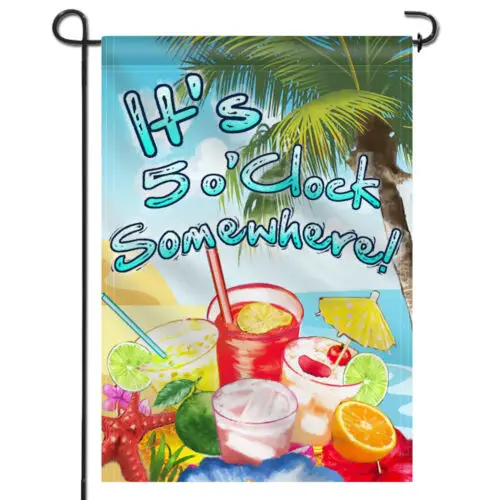Anley Double Sided It's 5 o'Clock Somewhere Decorative Garden Flag 12.5