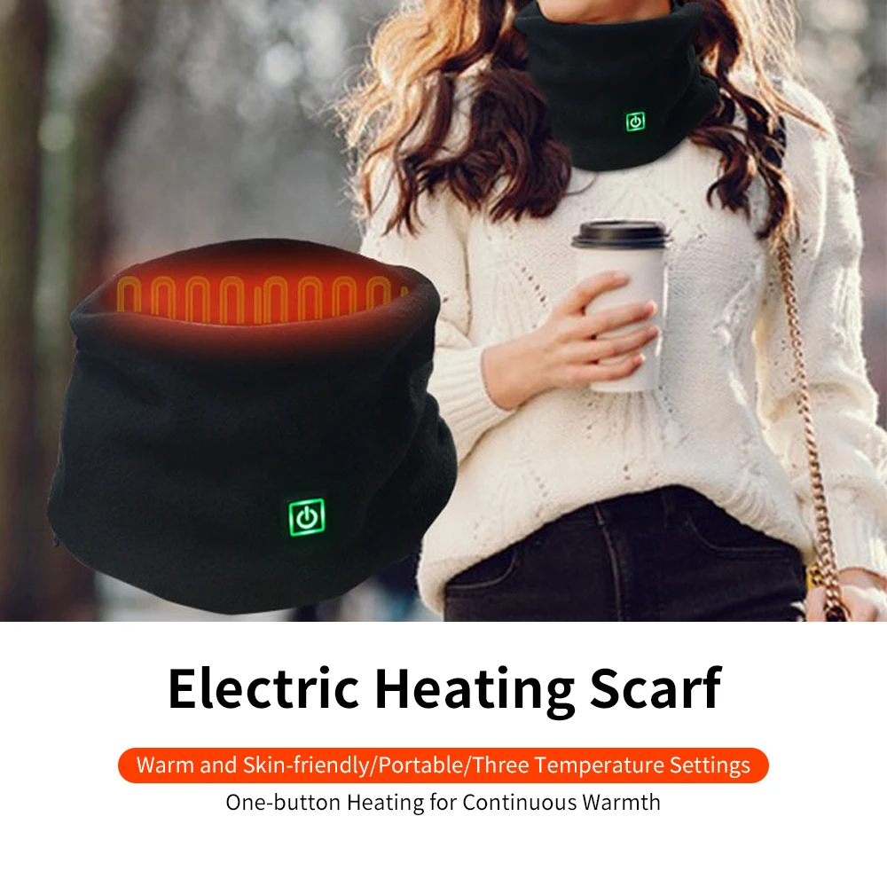 Smart Heated Neck Scarf Winter Neck Heating Warmer for Men and Women USB Charging Washable Tube Scarf with 3 Temperature Modes