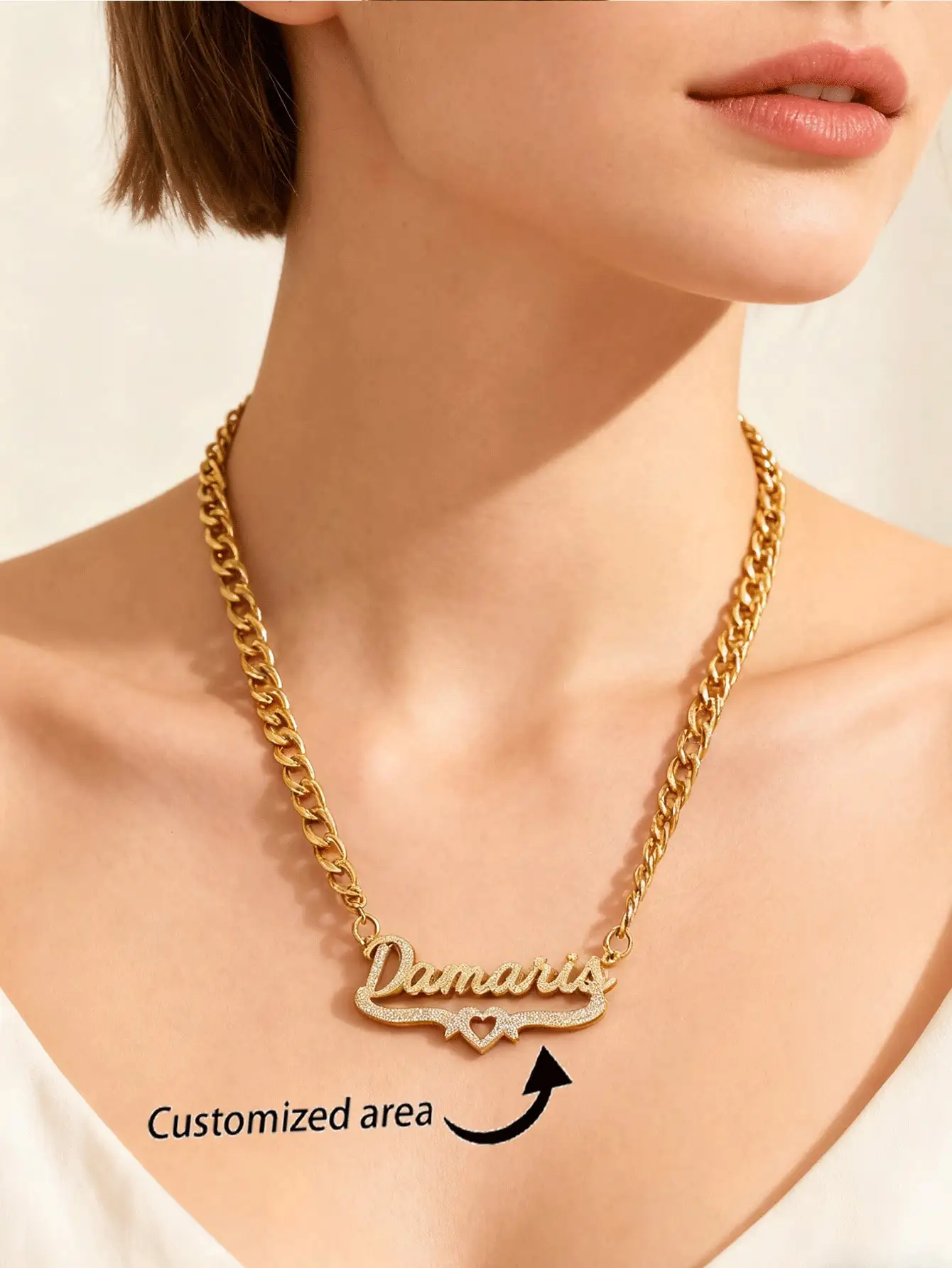 1 piece custom stainless steel name necklace, personalized Frosted letter pendant, unisex, suitable for casual wear or special